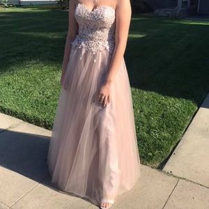 lace embroidered prom dress